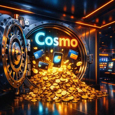 Secure casino bank vault with floating payment cards